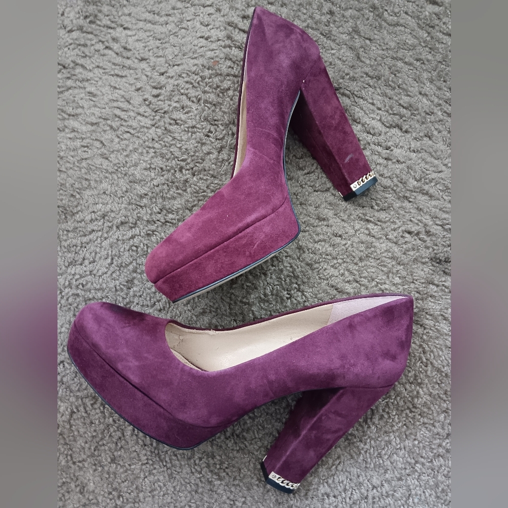 Michael Kors Purple Suede Block Heels NWT - Callouts